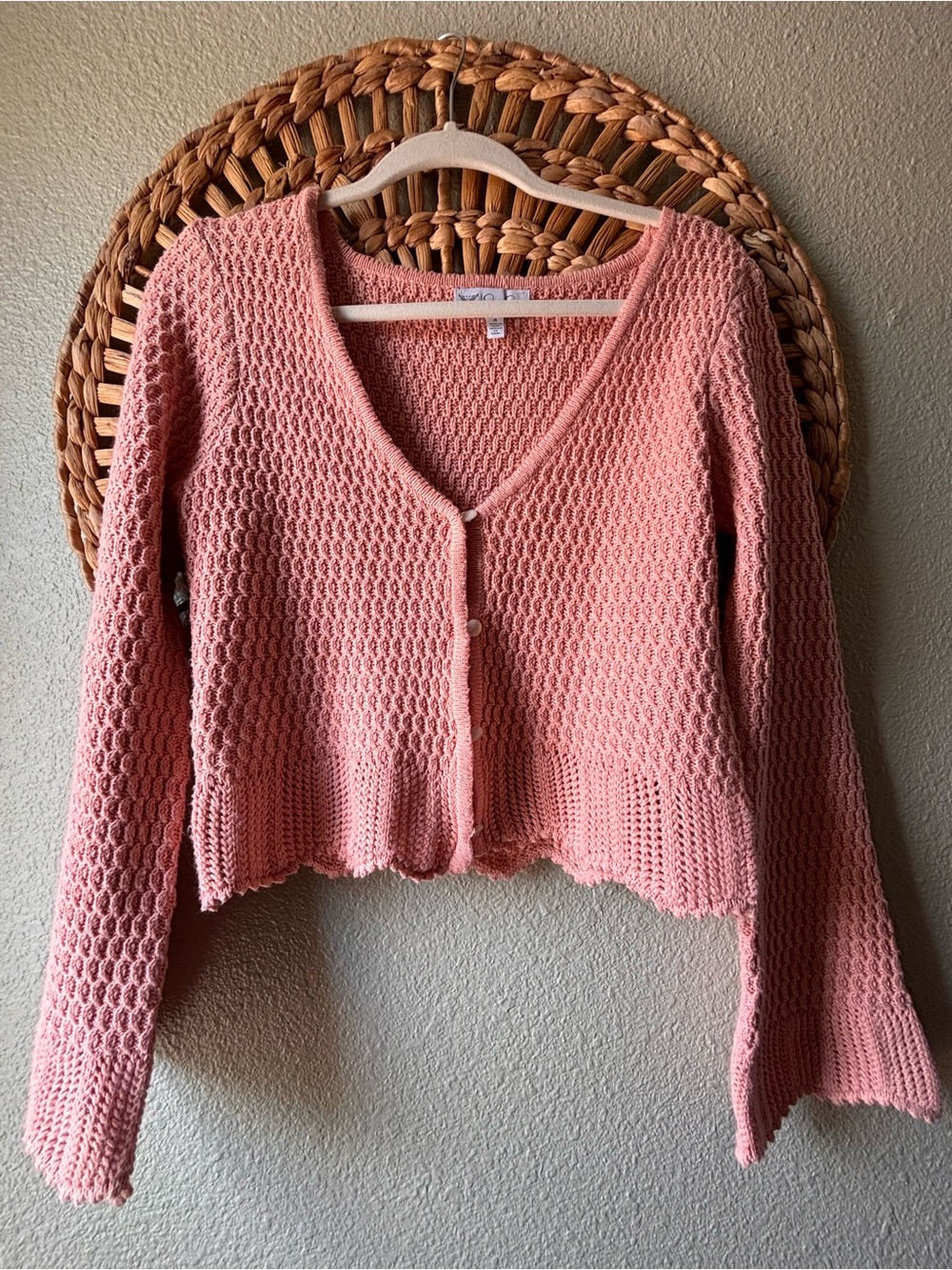 Jessica Simpson Rose Pink V-Neck Knit Button Cardigan
